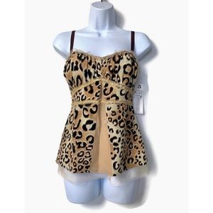 NWT Nanette Lepore Animal Print Cami Top Blouse 10